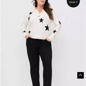 Torrid White Sweater with Black Stars